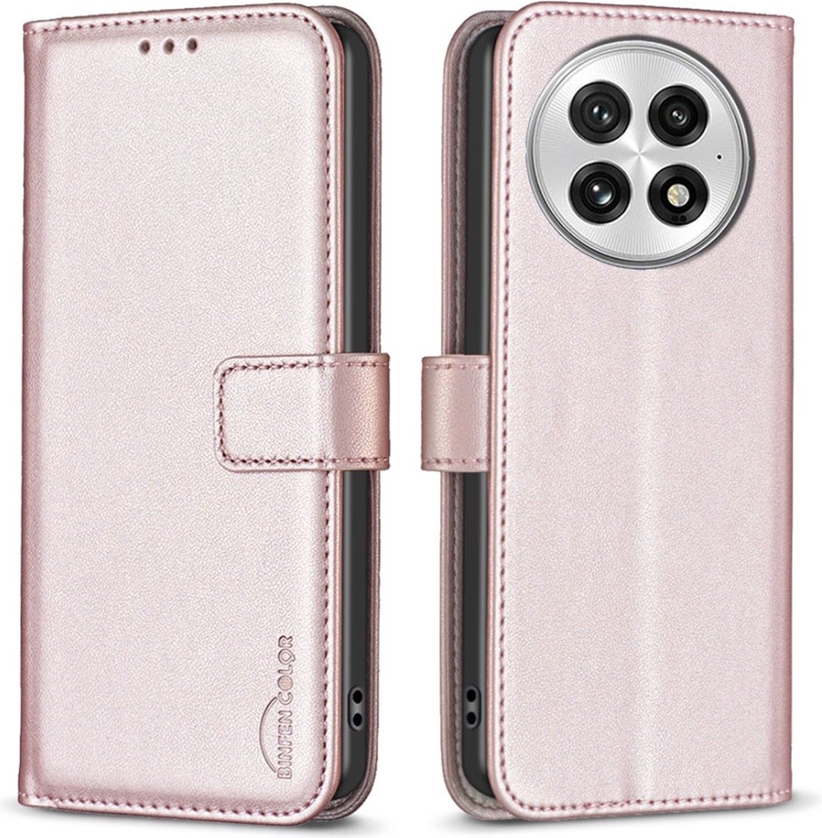 BINFEN Hoesje - Geschikt voor OnePlus 13 Hoesje - BINFEN Book Case - Rose Gold