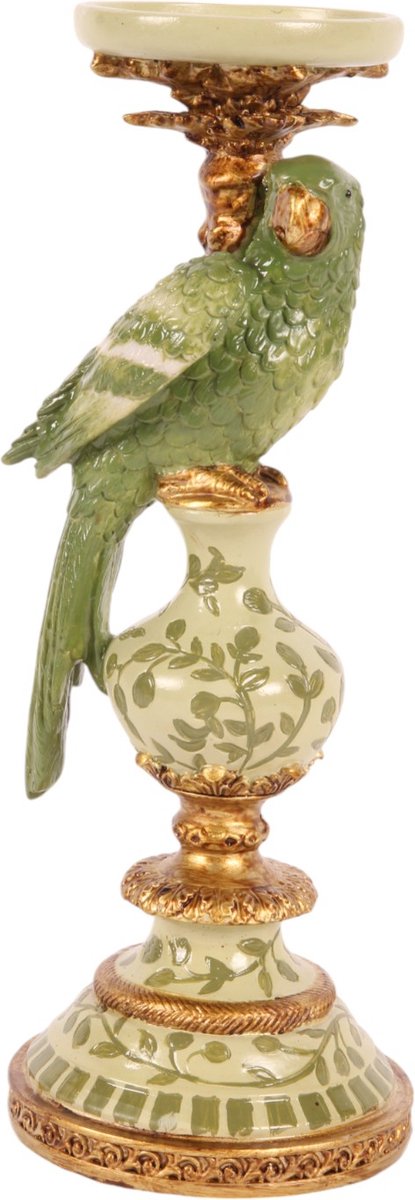 Baroque Kandelaar - Kandelaar Papegaai 32 cm - Groen - Resin - 32x12x12 - Polyresin Green