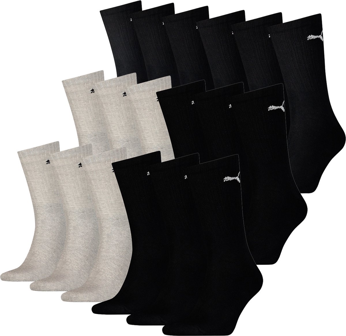 SOKKEN 18 paar Puma sokken Cush Crew sportsokken tennissokken unisex Grijs