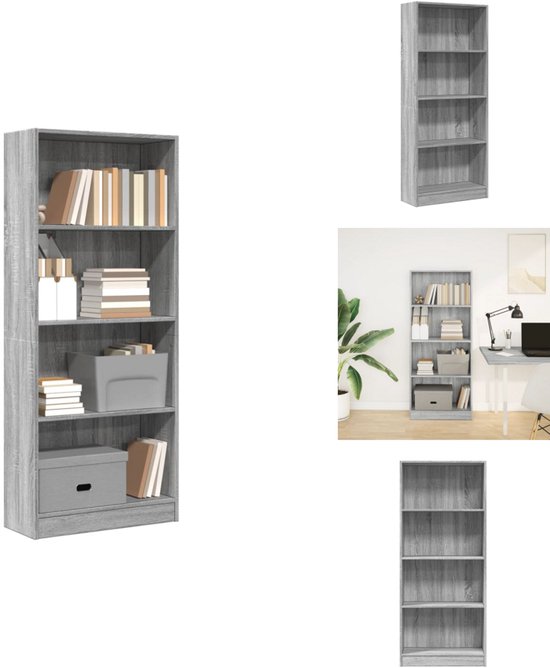 vidaXL Bibliothèque 60x24x143 cm Bois Gris Chêne Sonoma - Bibliothèque - Étagère à Boeken - Étagère
