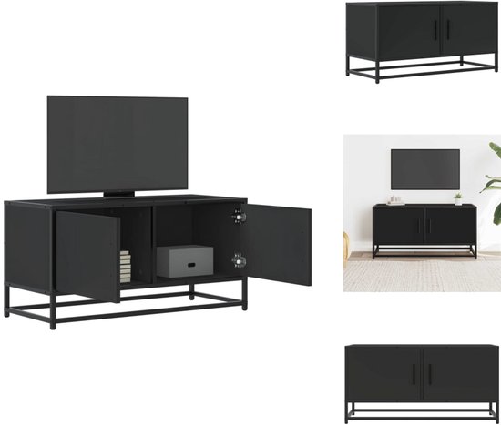 vidaXL Tv-meubel 80x35x36,5 cm bewerkt hout zwart, hifi-kast