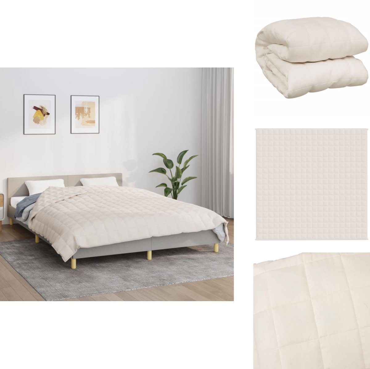 vidaXL Verzwaringsdeken 200x230 cm 9 kg stof grijs, deken, quilt, rustgevende deken, beddengoed, kalmerende deken, zware deken, verzwaarde deken