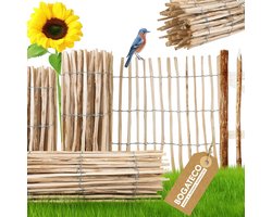 BOGATECO schutting van hazelnoot kastanjehout 60 cm hoog x 500 cm lang | Lamelafstand 4-5 cm | Ideaal als tuinafscheiding | Omheining tuinpaal hek houten hek | Duurzaam