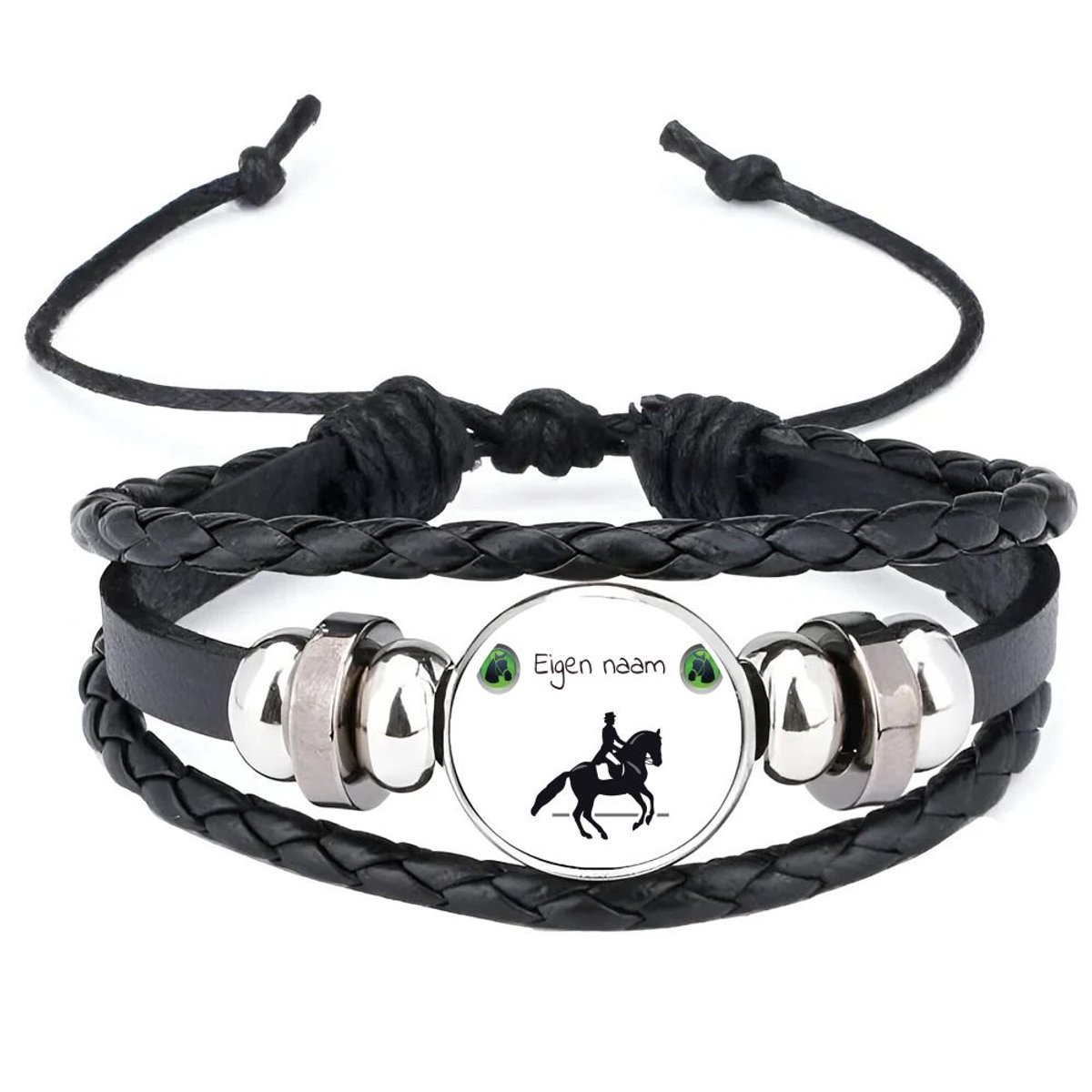 Akyol - paardrijden met naam vrouw armband zwart - Paardrijden - vrouwen en meisjes - cadeau - verjaardag - geschenk - gepersonaliseerd