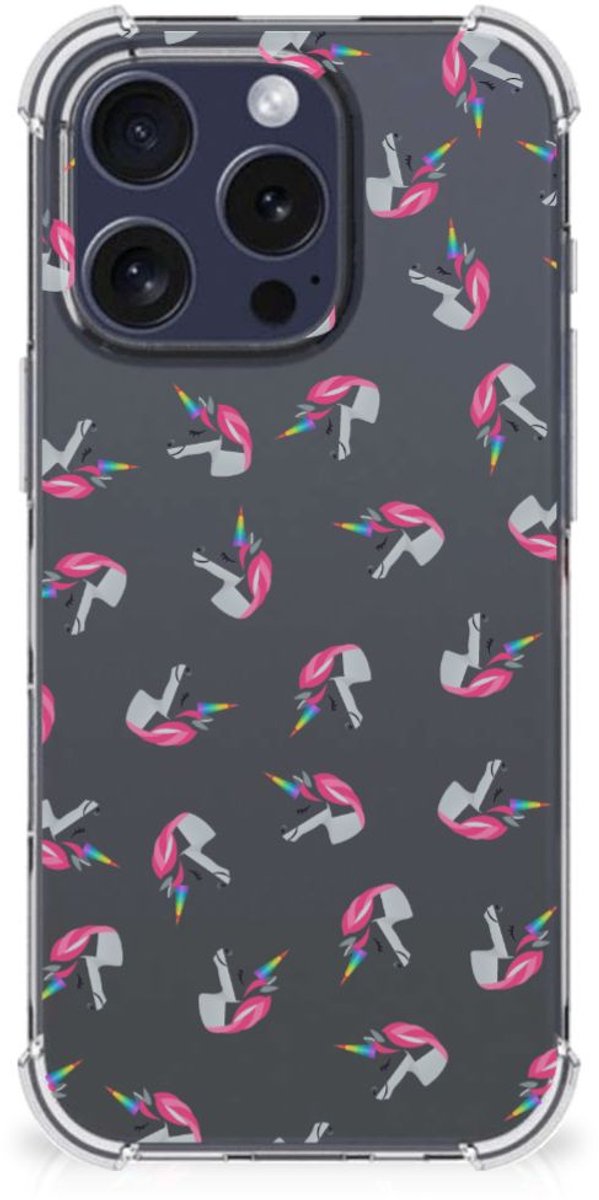 Doorzichtige Silicone Hoesje voor iPhone 16 Pro Unicorns