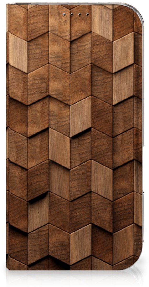 Book Wallet Case voor iPhone 16 Wooden Cubes