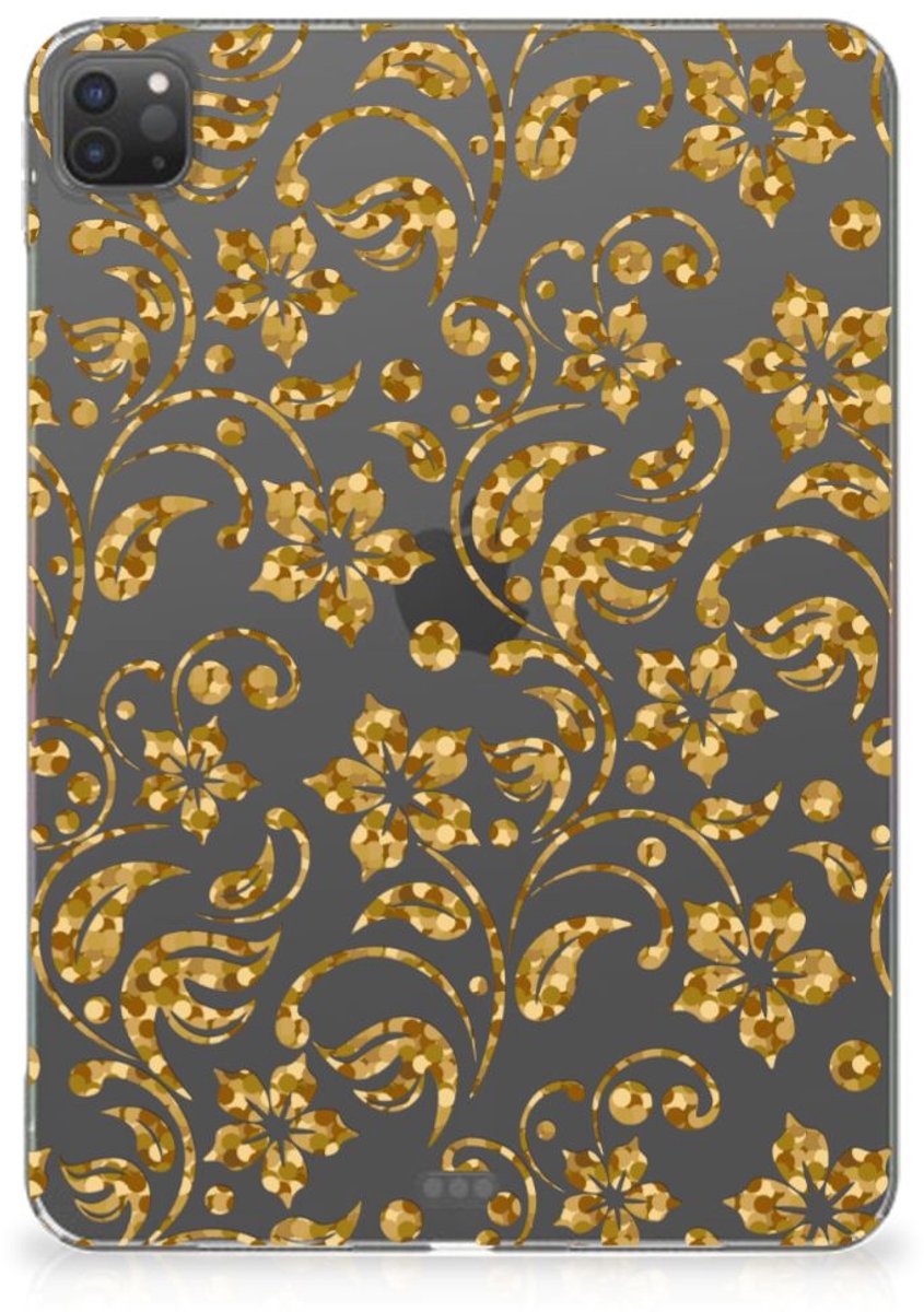 iPad Pro 11 (2024) Siliconen Hoesje Gouden Bloemen