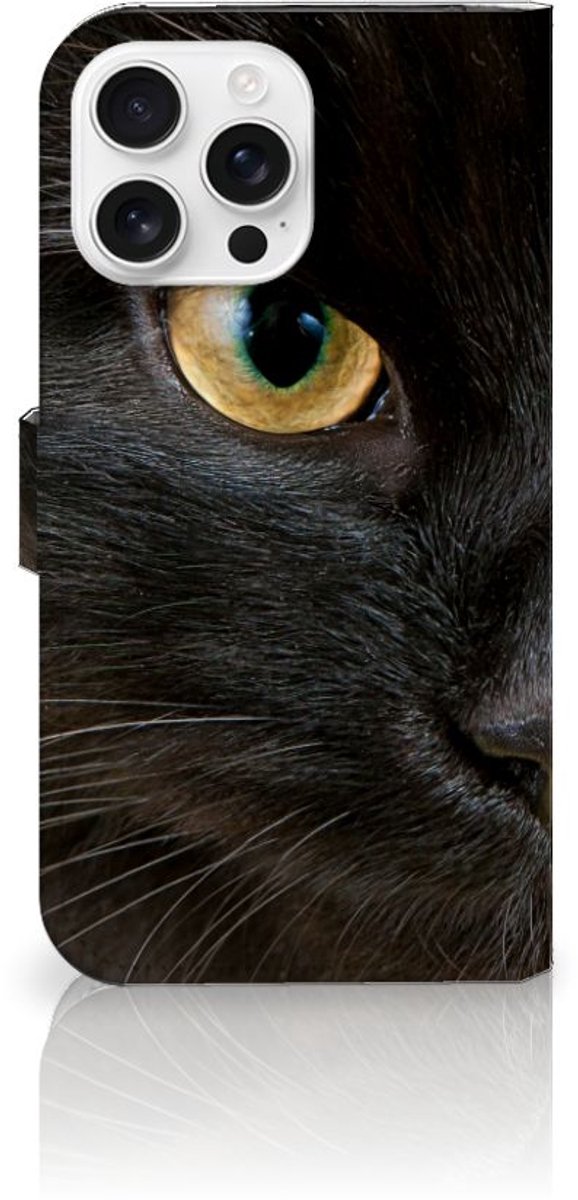 iPhone 16 Pro Max Telefoonhoesje met Pasjes Zwarte Kat