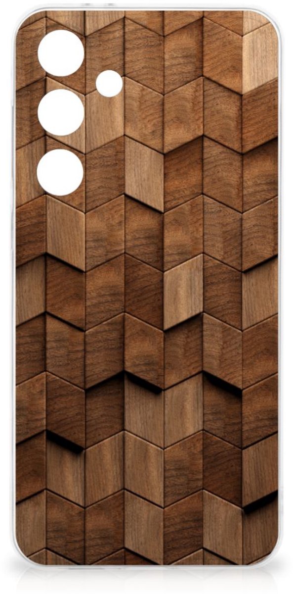 Bumper Hoesje voor Samsung Galaxy S24 FE Wooden Cubes