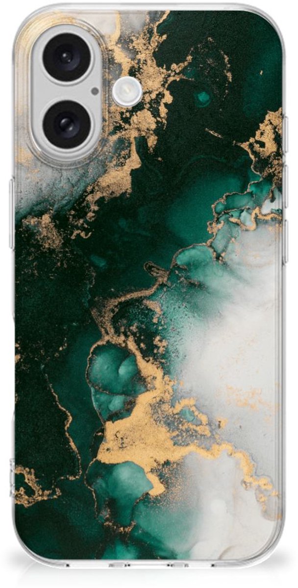 TPU Siliconen Hoesje voor iPhone 16 Marmer Groen
