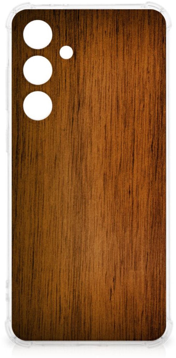 Back Cover voor Samsung Galaxy S24 FE Stevig Telefoonhoesje Donker Hout