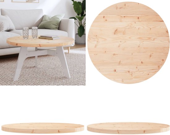 Plateau de table rond vidaXL Ø80x3 cm en pin massif - Plateau de table - Dessus de table - Plateau de table de remplacement - Plateau de table en bois de remplacement