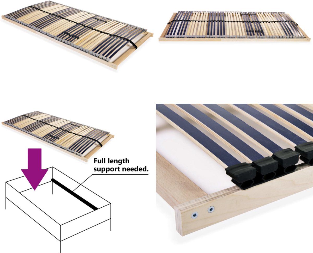 vidaXL Lattenbodem met 42 latten 7 zones 120x200 cm - Bedbodem - Bedbodems - Lattenbodem - Lattenbodems