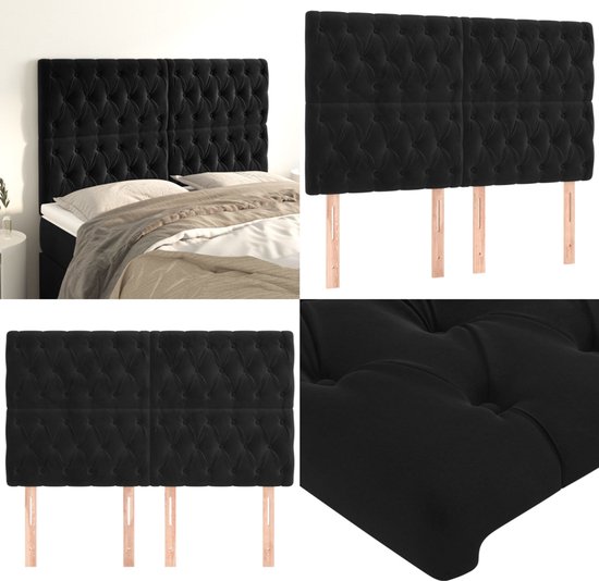 vidaXL Hoofdborden 2 st 72x7x78/88 cm fluweel lichtgrijs, hoofdeinde, houten hoofdeinde, bedonderdeel, houten hoofdbord, slaapkamermeubel