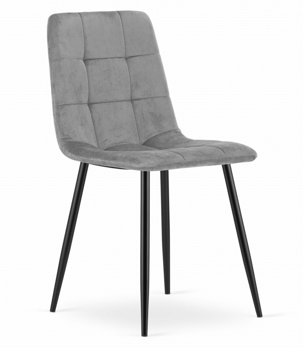 LEOBERT Eetkamerstoel KARA Lichtgrijs – Velvet Bekleding, Ergonomisch Design, Zwarte Metalen Poten, Comfortabele Zitting, Max. 120 kg