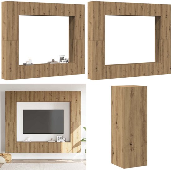 vidaXL Monitorstandaard met lades 50x27x15 cm hout artisanaal eiken