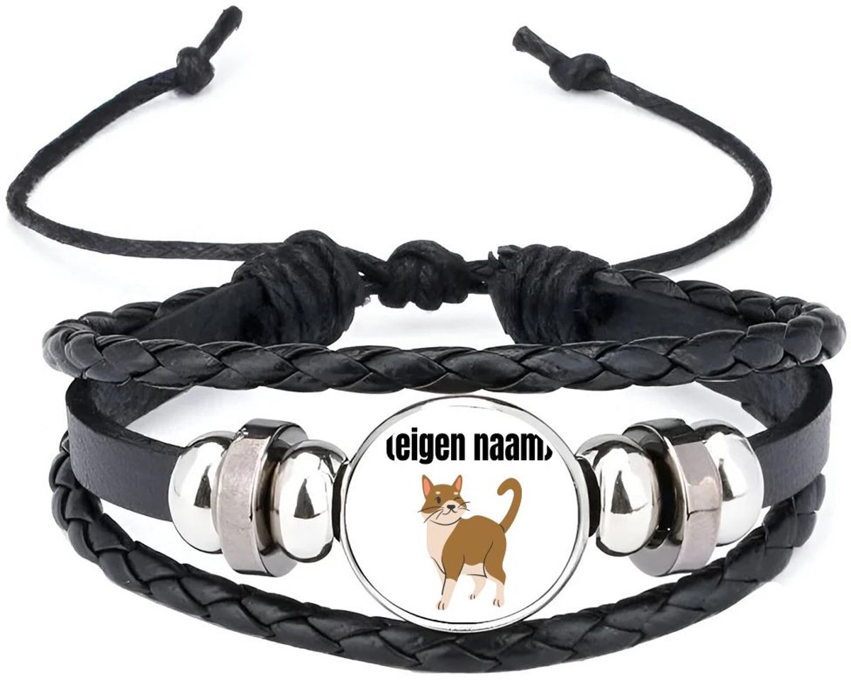 Akyol - kat met eigen naam armband zwart - Katten - katten liefhebbers - iemand die houdt van katten - verjaardag - cadeau - kado