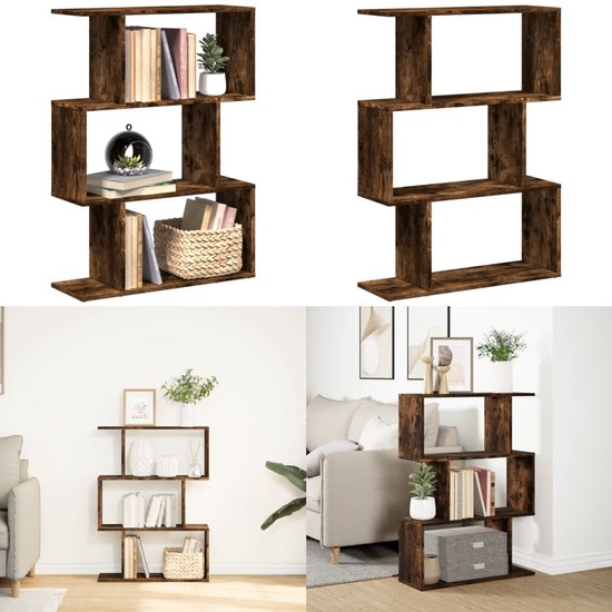 vidaXL Kamerscherm/boekenkast 6-laags 70x24x193 cm hout betongrijs, boeken plank, boekenkast industrieel, open boekenkast, schappenkast