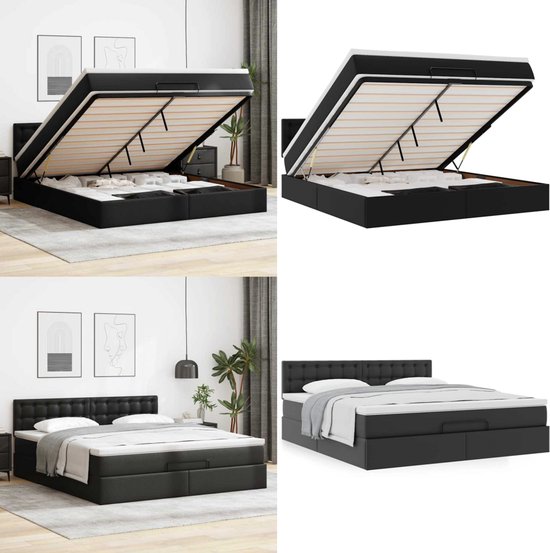 VidaXL Bedframe Zonder Matras 90x200 Cm Stof Donkergrijs Bedframe Ottoman Met Opbergruimte Onder Het Bed 2858664733