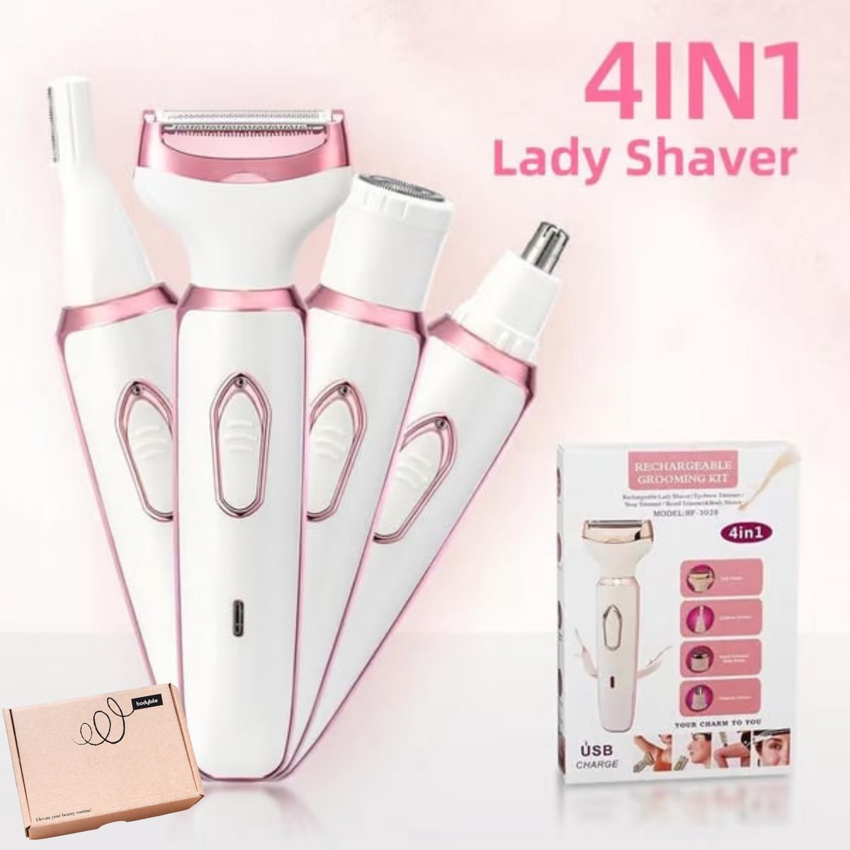 Bodybite - Ladyshave - Scheerapparaat Dames - Trimmer Vrouw - Ontharingsapparaat - Lady Shave - LUNATRIM thumbnail 2