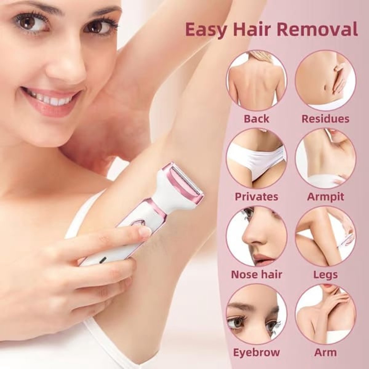 Bodybite - Ladyshave - Scheerapparaat Dames - Trimmer Vrouw - Ontharingsapparaat - Lady Shave - LUNATRIM thumbnail 6