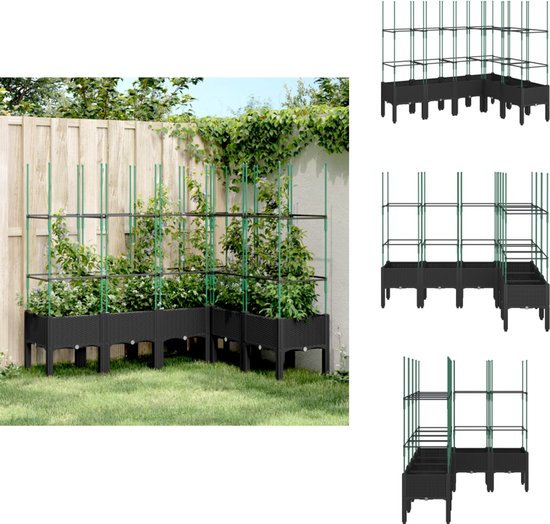 vidaXL Plantenbak met latwerk - Zwart - 120 x 40 x 136 cm - Weerbestendig