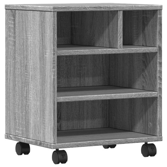 vidaXL Printerkastje met wielen 41x32x34,5 cm betongrijs, bureau organizer, printer kast, printer standaard, bureau organiser, printerstandaard