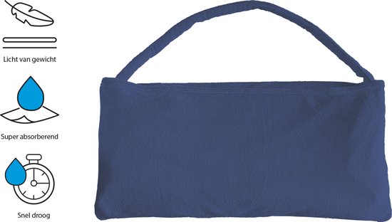 LINNICK 3 in 1 Strandlaken Camping Stoelhoes 75x215cm - Sneldrogend Badlaken - Lichtgewicht Reishanddoek - 3 in 1 Strandhanddoek Camping Stoelhoes Draagtas - marine - Strandstoelhoes - Strandtas — afbeelding 4