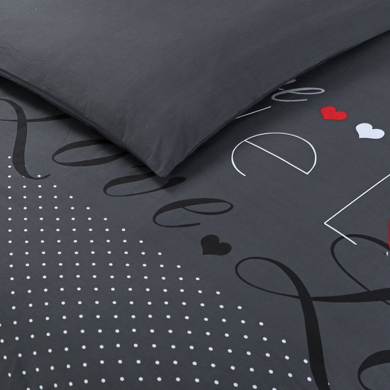 VISION Love Dekbedovertrek - 100% Katoen - Lits-jumeaux 240x220cm - Antraciet van VISION — afbeelding 5