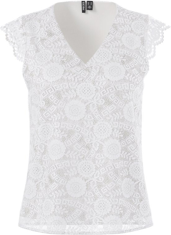 PIECES PCOLLINE SL LACE V-NECK TOP WVN NOOS Dames Tanktop - Cloud Dancer