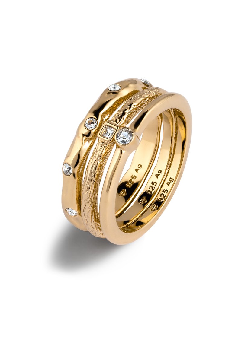 Elli - Ring - Ring Set Vrouwen Glazen Kristallen Xirius Geslepen Wit 925 Sterling Zilver - Dames