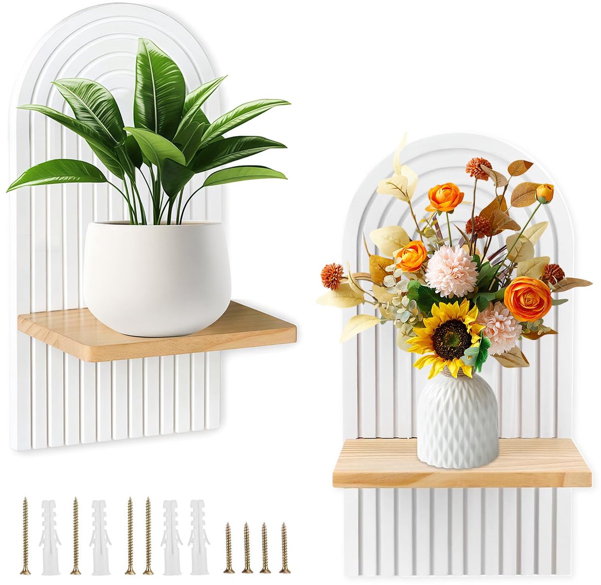 My Ninki ® Stijlvol Houten Wandrek Set voor Diverse Interieurstijlen met Boho Charme, 2 Stuks