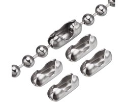 Rolgordijn Ketting Vervangingsketting - Gordijn Onderdelen - Rolgordijn Ketting - 1,5 meter metalen kralenketting met 1 metalen kralenknoop