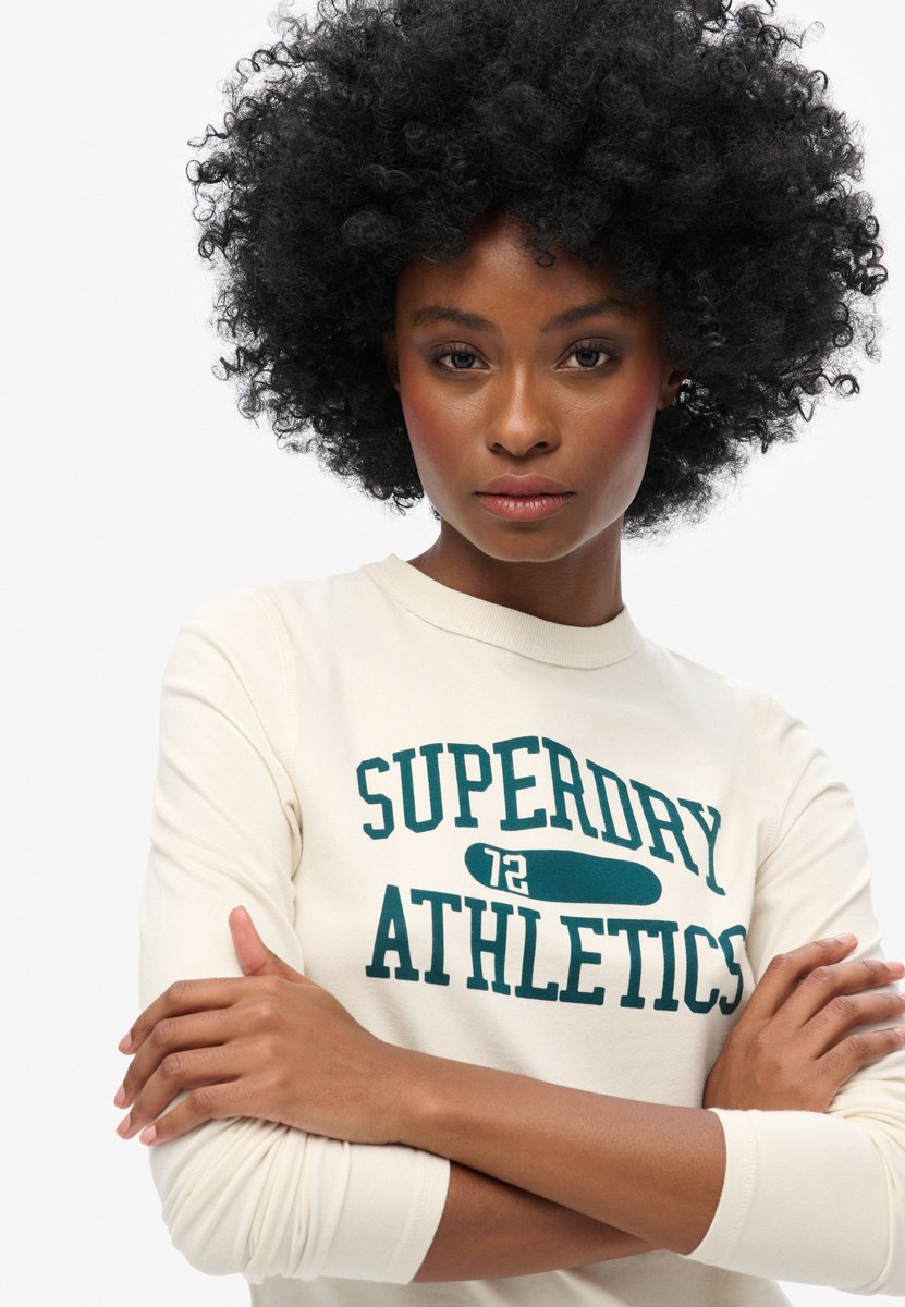 Superdry Athletic Essentials slimfit ringertop met lange mouwen Dames Lange mouwen shirts Creme