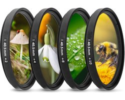Close-up Macro Filter Set 40.5mm - Set van +2, +4, +8, +10 Dioptrieën - Geschikt voor Sony Alpha A6600 A6500 A6400 A6300 A6000 + Sony E 16-50mm Lens en Andere 40.5mm Schroefdraad Lenzen - Inclusief Beschermende Filtertas