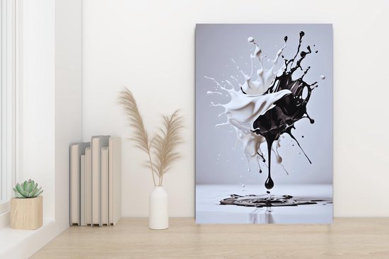 Affiche abstraite - Zwart et Wit - Peinture - Format 50 x 70 cm - Esthétique - Art moderne - Décoration d'intérieur esthétique - 1610 MT - DIBOND 3 mm - Plaque d'aluminium - Panneau mural en métal