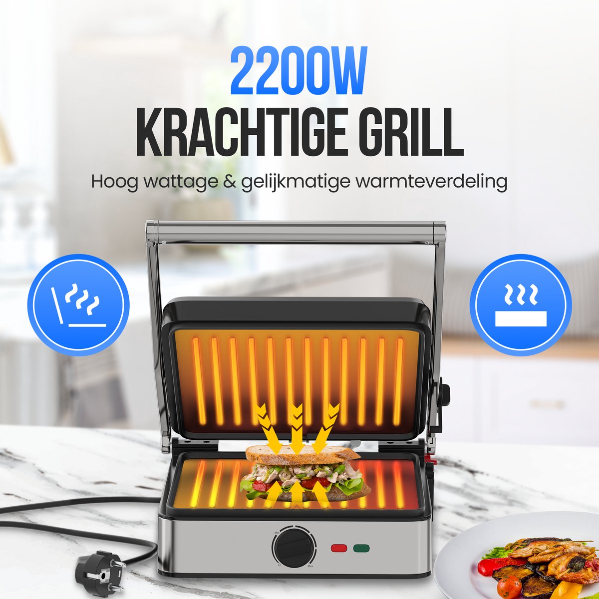 Strex Tosti XL - Contactgrill met temperatuurregeling thumbnail 4
