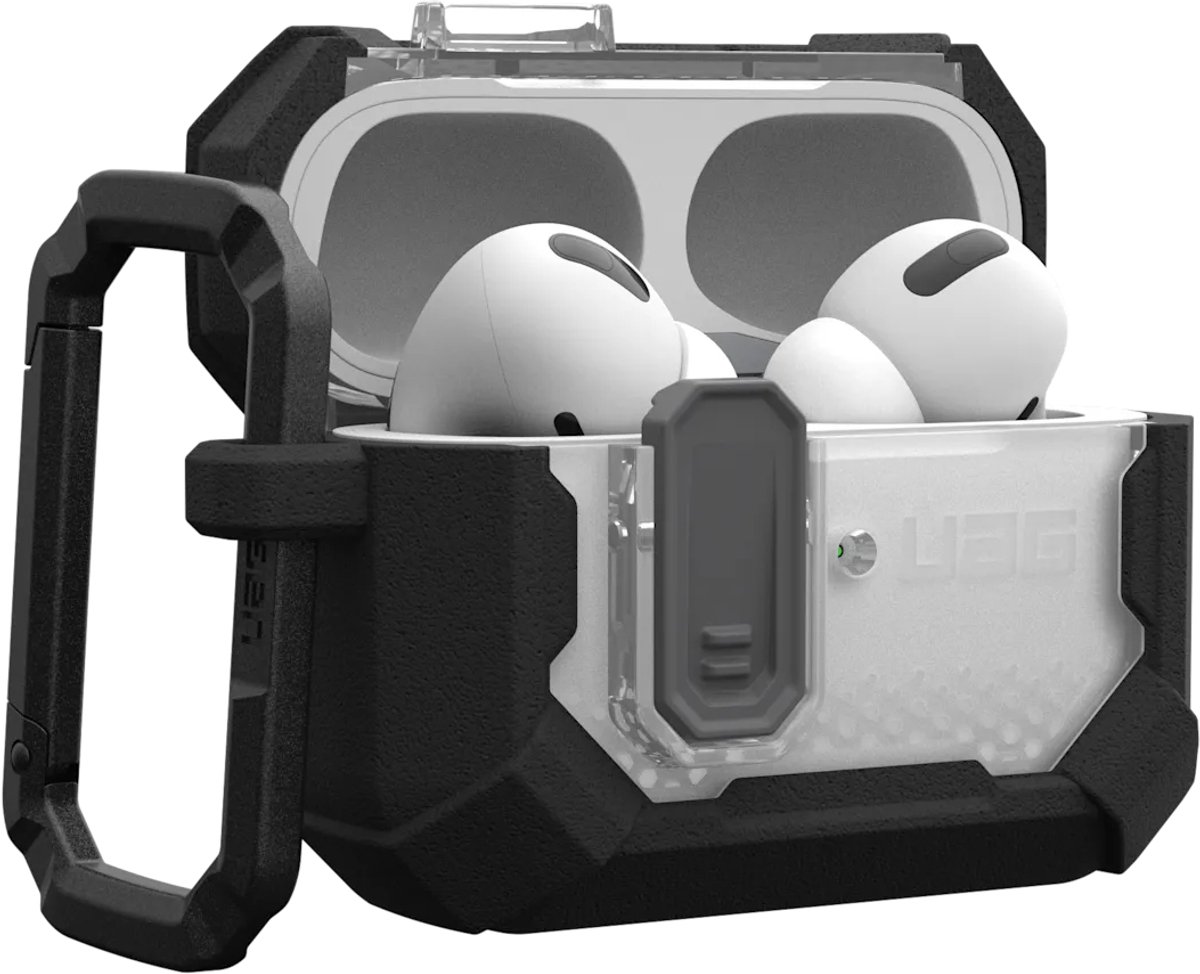 UAG Plasma | Hoesje Geschikt voor Apple AirPods Pro | Schokabsorberend | Magnetisch | Karabijnhaak | Zwart