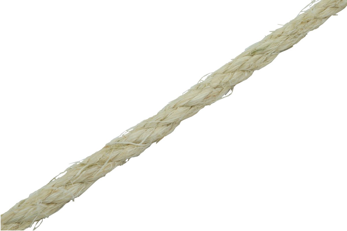 poes krab paal touw. sisaltouw. kat. 10mtr lang x 6mm. dik.