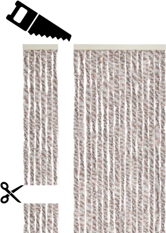 ApexArte® Vliegengordijn Kattenstaart - Deurgordijn - Hordeur - Wit met Grijs — afbeelding 3