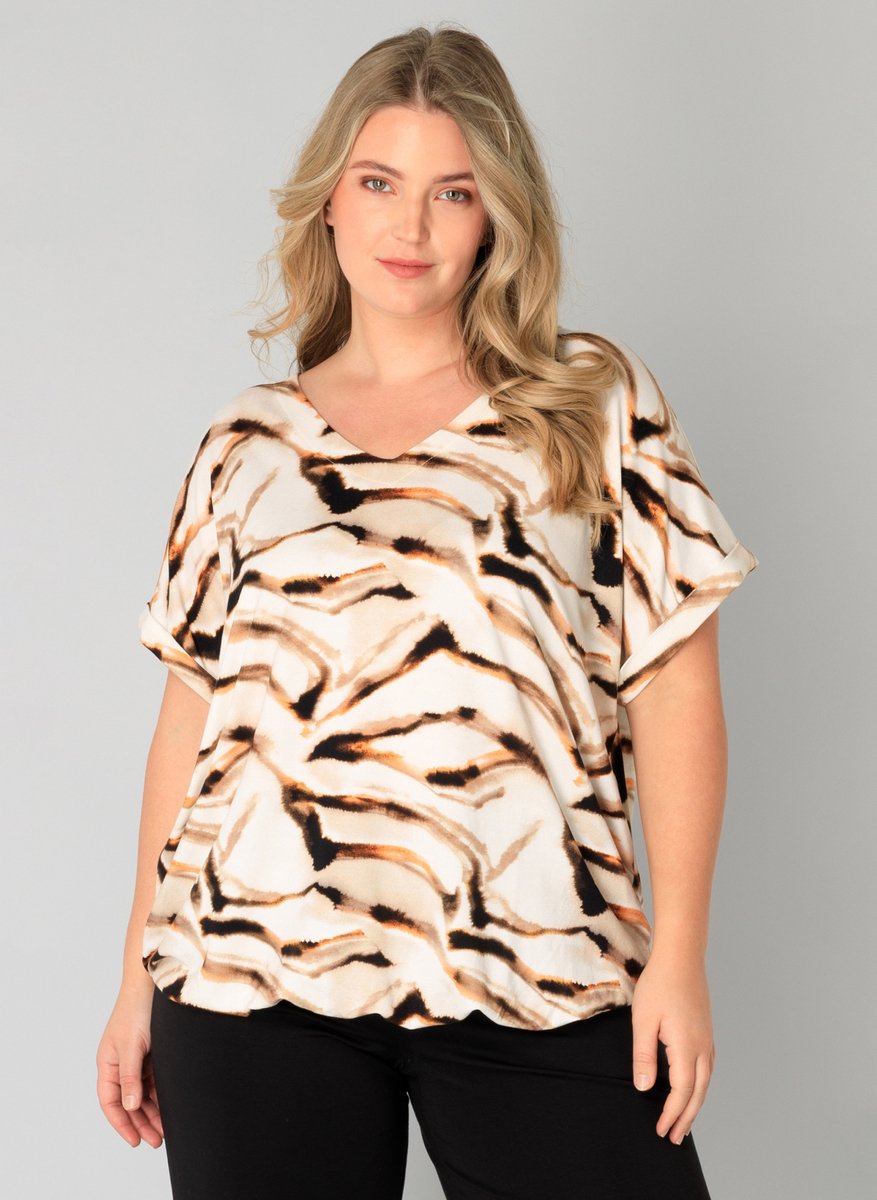 YESTA Helin Essential Tops - Black Multi Colour - maat X-0(44)