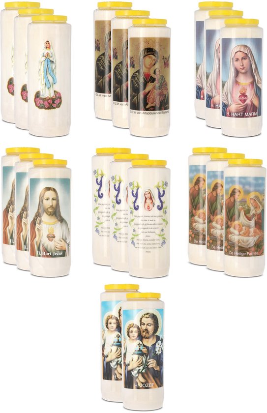 Kristen Noveenkaars 9 Dagen Wit – Kaarsen – 20 Stuks – Herdenkingslicht – Grafkaars – Brandduur 216 Uur – Voor Binnen en Buiten