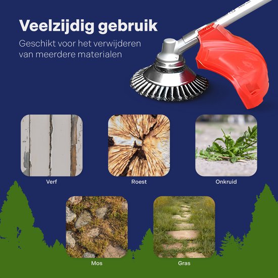 Universele Stalen Onkruidborstel per 3 stuks voor bosmaaier benzine en elektrisch inclusief montageset - 20 CM- Voegenborstel - Onkruidverwijderaar - Onkruid verwijderen - Oppervlakte behandeling - Ontroesten - Verf strippen - Ontkalken van Merkloos	 — afbeelding 2