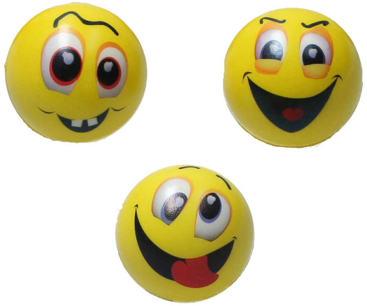 Emoji Stressbal 3 Stuks – 6 cm - Medium Density