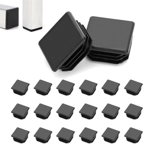 Buisstop, 40 X Mm, Lamellenstop, Zwart, Kunststof Pluggen Voor Vierkante Buizen Meubelglijders Beschermdoppen Rechthoekige Stop 16 Stuks 686602272