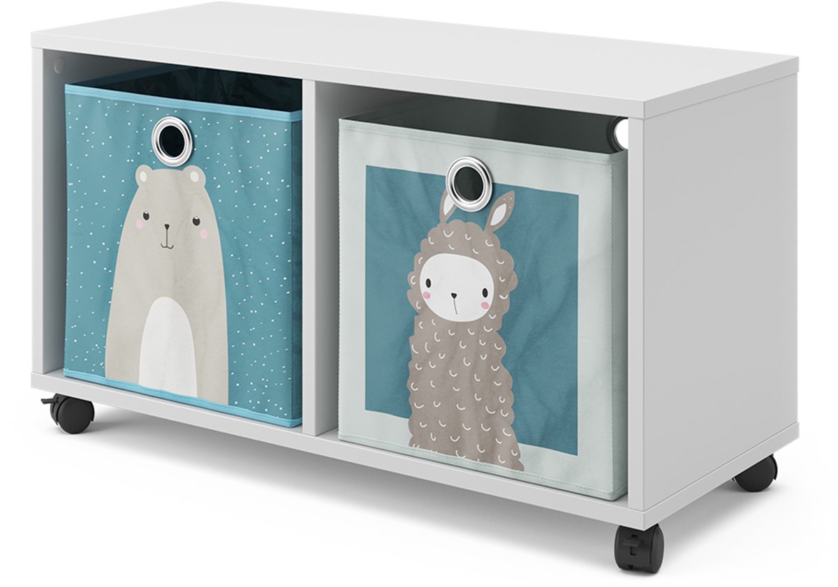 Vicco Kinderboekenkast – 72 x 42.4 cm met 2 vouwboxen Wit