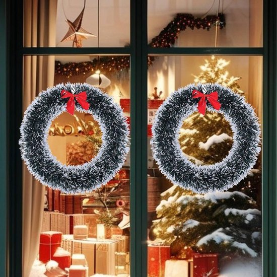 Dennenslinger Kerstslinger met Verlichting, Slinger, Kerstverlichting, Echt Uiterlijk, Led-Kunstdennenslinger, Deurslinger met Kerstbatterij, Hoogwaardige Trapleuning, Zilver, Kerst Decoratie