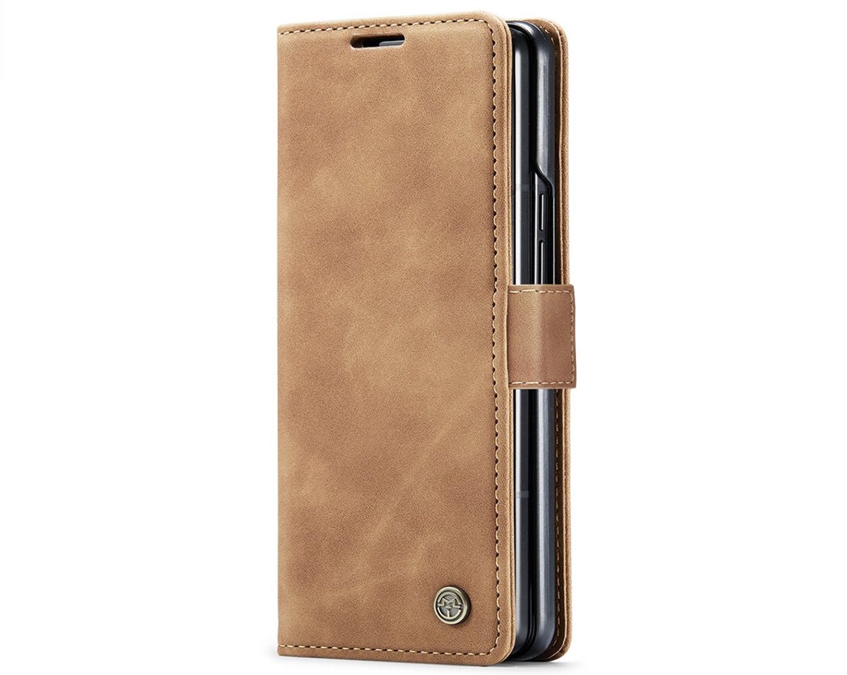CaseMania Bookcase hoesje geschikt voor Google Pixel 9 Pro Fold - Effen Bruin - Kunstleer