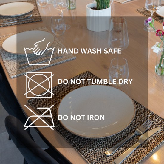 Tiseco - Set de table ASTER - SET/6 - jacinthe d'eau - 30x45 cm - Rectangle, taupe