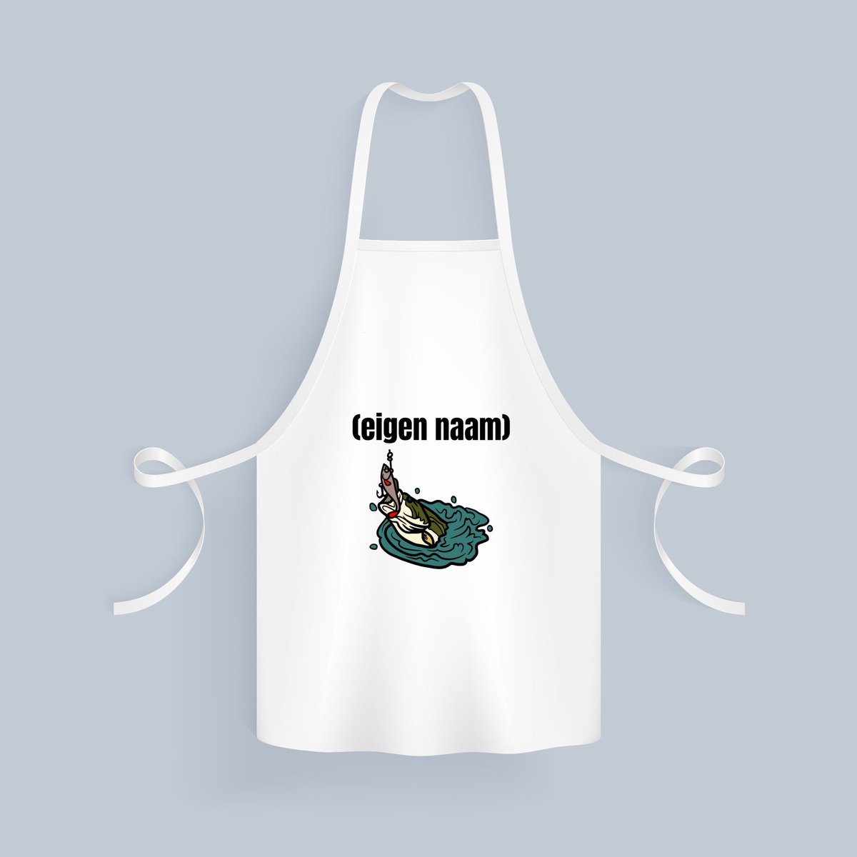Akyol - vis met eigen naam Keukenschort - Vis - vissen liefhebbers - iemand die houdt van vissen - verjaardag - cadeau - kado - geschenk - 82 bij 71 cm
